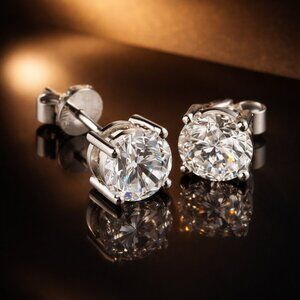 1 Carat Moissanite Stud Earrings
